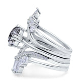 Three Piece Round Natural Stone Cocktail Ring