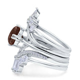 Three Piece Round Natural Stone Cocktail Ring