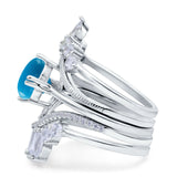 Three Piece Round Natural Stone Cocktail Ring