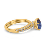 Two Piece Pear Teardrop Natural Stone Ring
