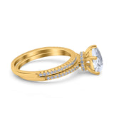 Two Piece Pear Teardrop Natural Stone Ring