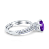 Two Piece Pear Teardrop Natural Stone Ring
