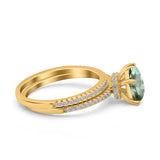 Two Piece Pear Teardrop Natural Stone Ring