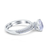 Two Piece Pear Teardrop Natural Stone Ring