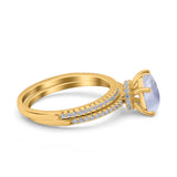 Two Piece Pear Teardrop Natural Stone Ring