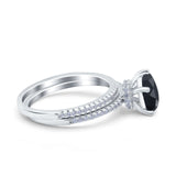 Two Piece Pear Teardrop Natural Stone Ring