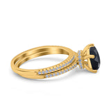 Two Piece Pear Teardrop Natural Stone Ring