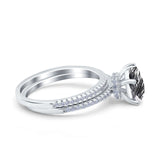 Two Piece Pear Teardrop Natural Stone Ring