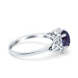 Art Deco Round Natural Stone Triquetra Ring