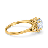 Art Deco Round Natural Stone Triquetra Ring