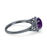 Art Deco Round Natural Stone Triquetra Ring