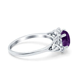 Art Deco Round Natural Stone Triquetra Ring