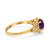 Art Deco Round Natural Stone Triquetra Ring