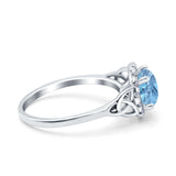 Art Deco Round Natural Stone Triquetra Ring