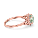 Art Deco Round Natural Stone Triquetra Ring