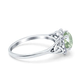 Art Deco Round Natural Stone Triquetra Ring