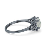 Art Deco Round Natural Stone Triquetra Ring