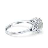 Art Deco Round Natural Stone Triquetra Ring