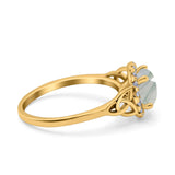 Art Deco Round Natural Stone Triquetra Ring