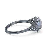 Art Deco Round Natural Stone Triquetra Ring