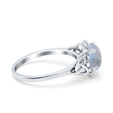 Art Deco Round Natural Stone Triquetra Ring