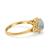 Art Deco Round Natural Stone Triquetra Ring