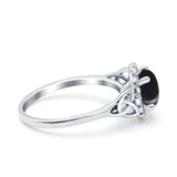 Art Deco Round Natural Stone Triquetra Ring