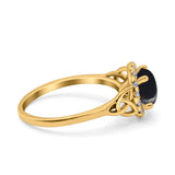 Art Deco Round Natural Stone Triquetra Ring