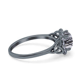 Art Deco Round Natural Stone Triquetra Ring