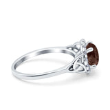 Art Deco Round Natural Stone Triquetra Ring