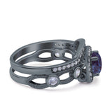 Two Piece Round Natural Stone Ring