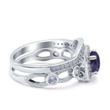 Two Piece Round Natural Stone Ring