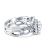 Two Piece Round Natural Stone Ring