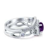 Two Piece Round Natural Stone Ring