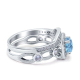 Two Piece Round Natural Stone Ring