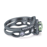 Two Piece Round Natural Stone Ring