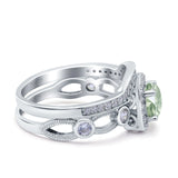 Two Piece Round Natural Stone Ring