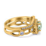 Two Piece Round Natural Stone Ring