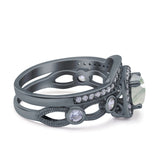 Two Piece Round Natural Stone Ring