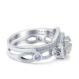 Two Piece Round Natural Stone Ring