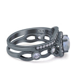 Two Piece Round Natural Stone Ring