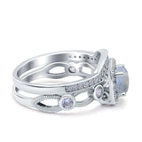 Two Piece Round Natural Stone Ring