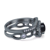 Two Piece Round Natural Stone Ring