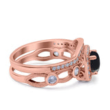 Two Piece Round Natural Stone Ring