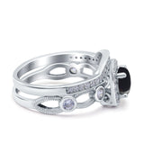 Two Piece Round Natural Stone Ring
