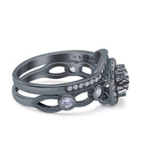 Two Piece Round Natural Stone Ring