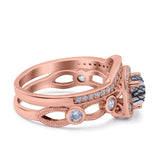 Two Piece Round Natural Stone Ring