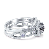Two Piece Round Natural Stone Ring