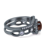 Two Piece Round Natural Stone Ring