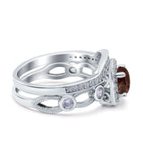 Two Piece Round Natural Stone Ring